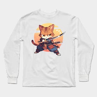 samurai cat Long Sleeve T-Shirt